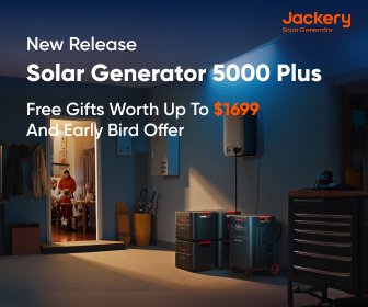 Jackery launch creative showing a garage scene with energy storage units