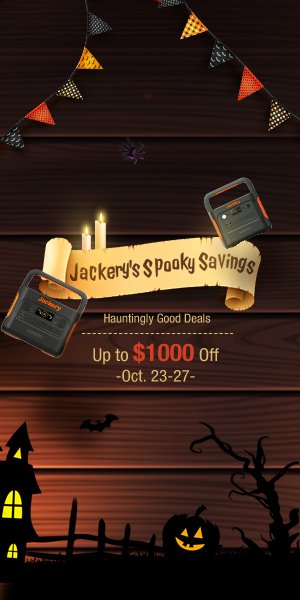 Tall Jackery seasonal promotion creative with Halloween theme